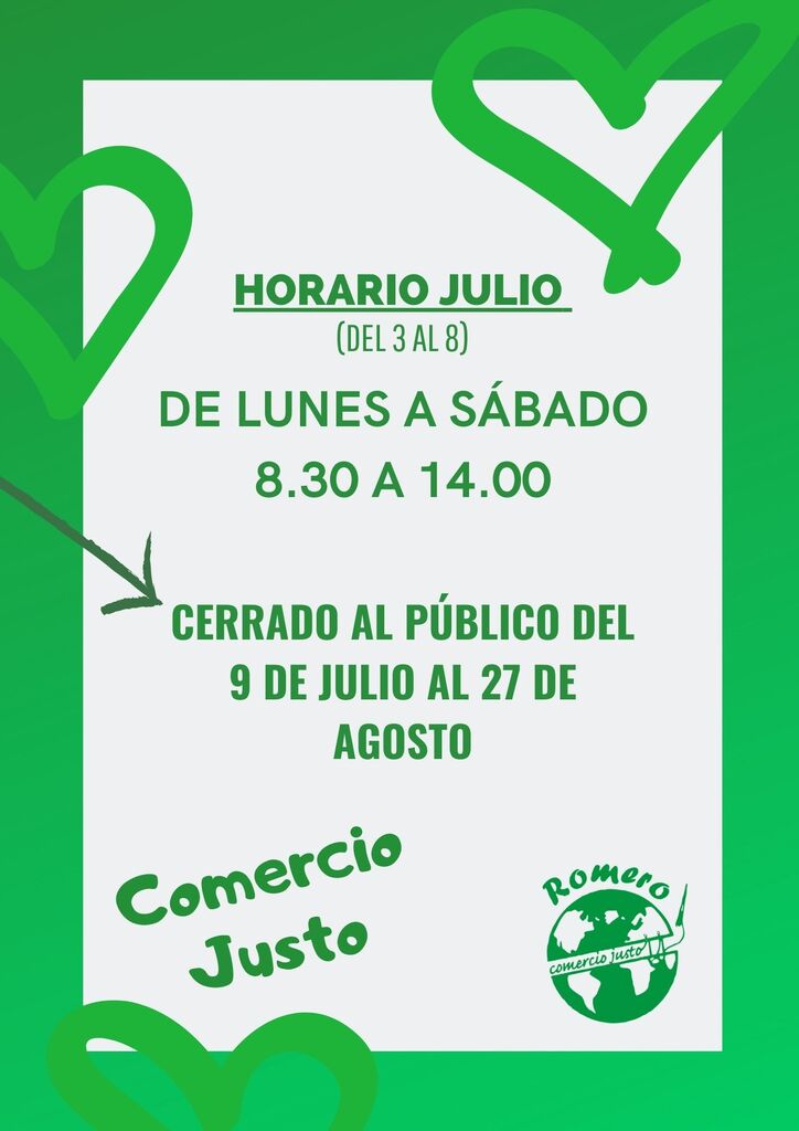 Abrimos en julio del 3 al 8